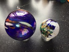 Glaskugel, 2 Stk.Dekokugel, mundgeblasen, Weihnachtskugeln Gartenkugel E