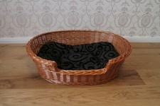 Hundebett mit Kissen Hundekorb Weidenbett Katzenkorb Hund Katze Weide Haustier