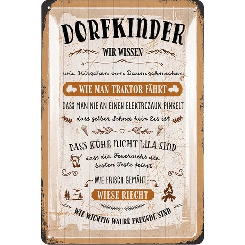 Retro blechschild dorfkinder - blechschild,