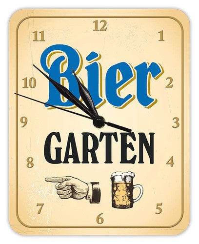Biergarten wanduhr aus blech - -,