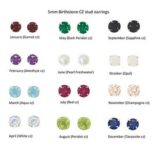 9ct gold 5mm Kubiczirconia geburtsstein ohrstecker / / Geburtstag / Geschenkbox