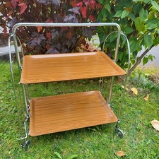 Chrom Dinett Servierwagen Teewagen Rollwagen  Holz Optik 70er Jahre