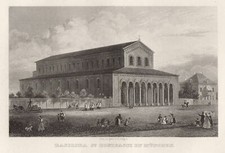 München St. Bonifatius Original Stahlstich Poppel 1843