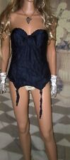 Vintage Goddess sexy Pin Up Glanz Mieder Straps Corsage 75D schwarz neu (ST7)