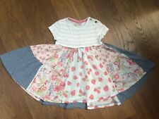 Next Erdbeermaus Erdbeere Kleid Patchwork 98 104 3 4Y wie neu Weiß Rosa Denim