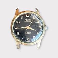Vintage Relide Sportsman 17 Jewels Incabloc schwarzes Zifferblatt Herrenuhr für Ersatzteile