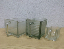 3 alte Glasschütten Poncet / Ruhrglas  Küchenschütte Vintage