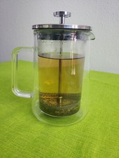 Hochwertige French Press Kaffee-/Teebereiter: Doppelwandige Glaskanne, ca 0,7 l 