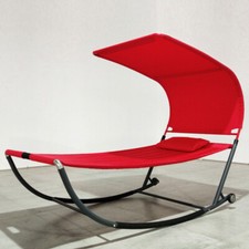 B-Waren Sonnenliege mit Sonnendach Schaukelliege Gartenbett OGS44-R-bwaren