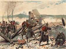 ÜÜ544 FARBDRUCK großformat SOLDATEN SACHSEN WÜRTTEMBERG GEFECHT PICKELHAUBEN