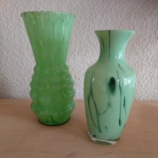 2 Vintage Vase Murano? Glasvasen grün 