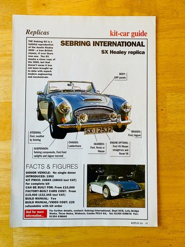 Sebring healey replica kit - sebring,
