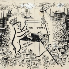 Illustration Karikatur Humor Made in Berlin Zeichnung Tinte unsign 1958