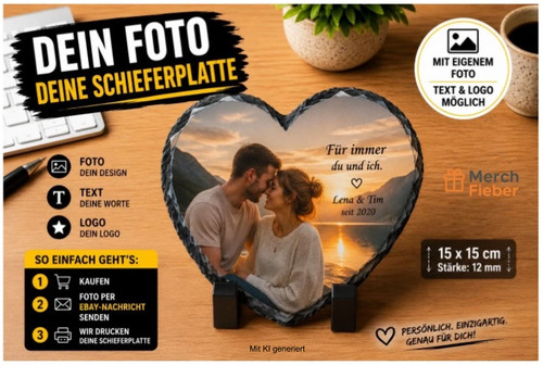 Schieferplatte herz mit - schieferplatte, foto