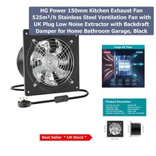 Hocheffizienter 150 mm Lüftungsventilator mit Rückzugdämpfer für Haus & Garage