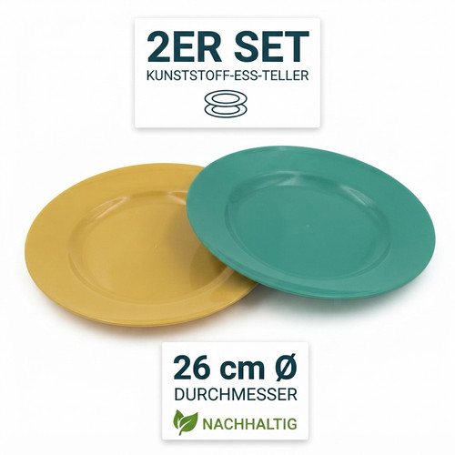 2er set bunte plastikteller - 2er,