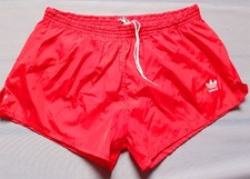 VINTAGE 80er 80s ADIDAS Nylon Fussball Shorts EUROPA D7 L Rot West Germany