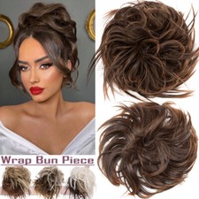100% Dick Wie Echthaar Dutt Haarteil Messy Hair Bun Haargummi Lockig Scrunchies