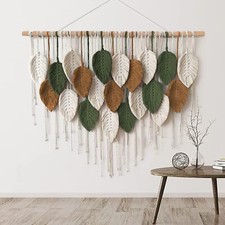 Großer Wandbehang Wandteppich Boho Makramee Gewebte Handgemachte Quaste Blatt...