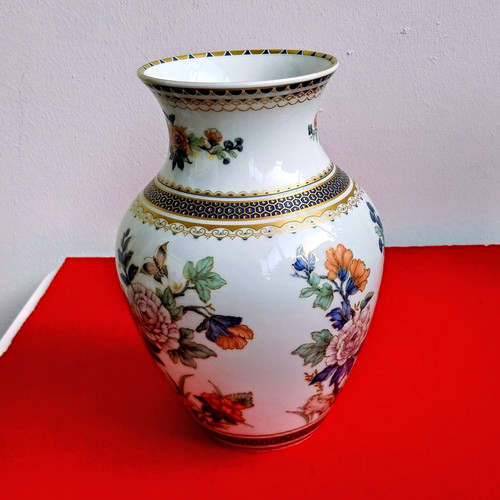 Porzellanvase weiß mehrfarbig - porzellanvase, weiß/mehrfarbig