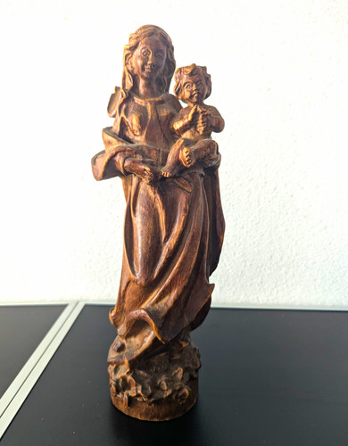 Holzfigur maria mit kind figur - holzfigur,