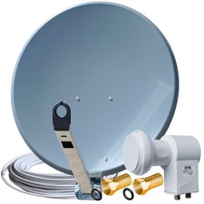 Sat Anlage 2 Teilnehmer GIBERTINI 75 cm Spiegel Twin LNB und Kabel 2 Teilnehmer