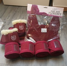 SET Pony Großpony Dressur Burgundy Schabracke Haube Bandagen Glocken alles neu
