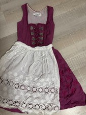 Almenrausch MINI Dirndl Gr. 34 mit Schürze beere/pink/lila/weiß mit Schürze