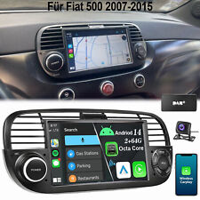 Für Fiat 500 2007-2015 DAB+ Autoradio Android 15 Carplay GPS WIFI 7" 2+64GB KAM