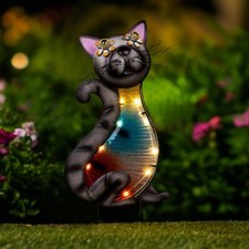 Led solar gartenstecker katze - led,
