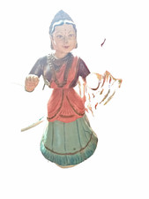 Rarität antik Pappmache Wackelkopf Frau FigurTänzerin retro Original Kopfnicker