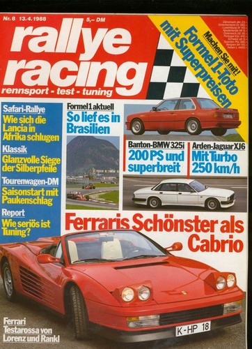 Rallye racing 1988 ferrari - racing, 8/1988