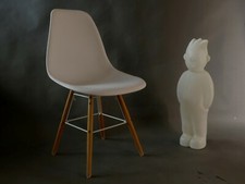 DESIGN CHAIR CHAISE SEDIA STUHL METALL WOOD BASE TYP 7 WEISS