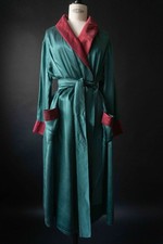 Vintage Kimono – Seide, Petrol mit Gürtel