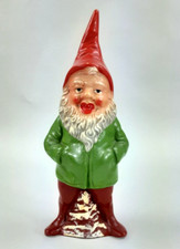 Alter Gartenzwerg Keramik Zwerg Figur im Regenmantel Zierobjekt 25 cm Ton