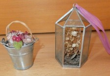 Zinnglas Kunstblumen Gesteck  Blumengesteck  Deko Zinneimer mit Blumen