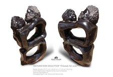 Riesige Garten Wohnzimmer Skulptur "Männliche Bindung, Freunde für immer" H 71 cm, 63 kg