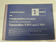 Simson Garantieheft S51 1988 / innen  S51 1 C1 1989 ORIGINAL DDR