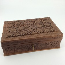 Grosse Antike Holz Schmuckkasten Schmuckschatulle Kasten 29,5 x 19,5 x 9 cm