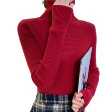 2025 NEU Damen Langarm Rollkragen Strickpullover Sweater Herbst Winter Mode