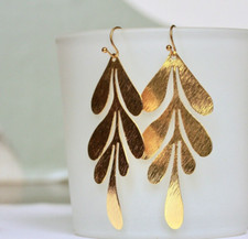 Ohrringe Blatt groß vergoldet