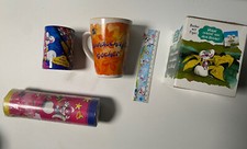 Diddl Konvolut Sammler Tasse, Lineal, Pappbecher und Tapetenborde Vintage