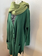 Damen Kashmir Cardigan 90% Wolle 10% Cashmere Gr 44/46 Grün Strickjacke
