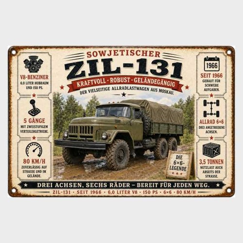 Blechschild zil 131 - 131, sowjetisch