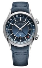Raymond Weil Freelancer GMT Automatik Blau Leder Herren Uhr 2761-STC-50001