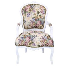 Barockstuhl Salonstuhl Blumen Muster Stoff Esszimmer Wohnzimmer Stuhl Antik Top
