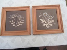 2 x V&B Kacheln in Holzrahmen ~ Blumen ~ Villeroy & Boch ~ Bibernelle, Gänseblü.