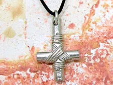 Umgedrehtes Kreuz Ketten Anhänger Metall silberfarben Petruskreuz