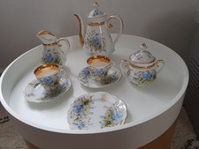 Antikes Jugendstil Kaffee Servie mit Blumenmotiven  verziert, ca. 125 Jahre alt