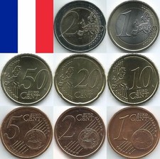 Frankreich Euromünzen von 1999 bis 2025, unzirkuliert/bankfrisch